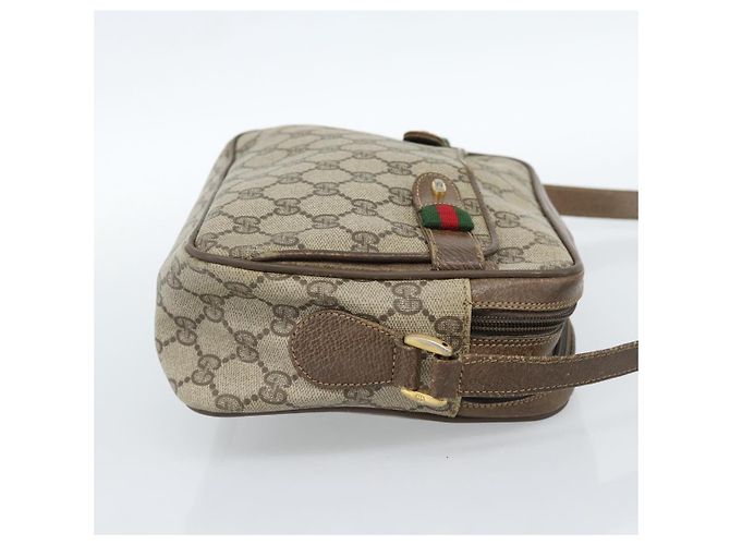 Bolsa GUCCI GG Supreme Web Sherry Line em PVC Bege Ouro 904 02 049 Auth 184454 Dourado - vista 5