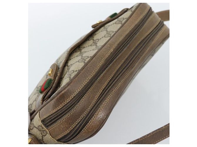Bolsa GUCCI GG Supreme Web Sherry Line em PVC Bege Ouro 904 02 049 Auth 184454 Dourado - vista 6