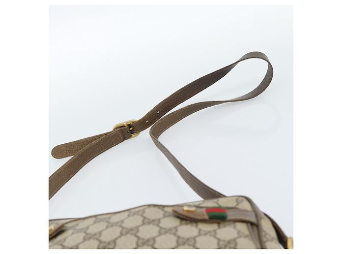 Bolsa GUCCI GG Supreme Web Sherry Line em PVC Bege Ouro 904 02 049 Auth 184454 Dourado - vista 8