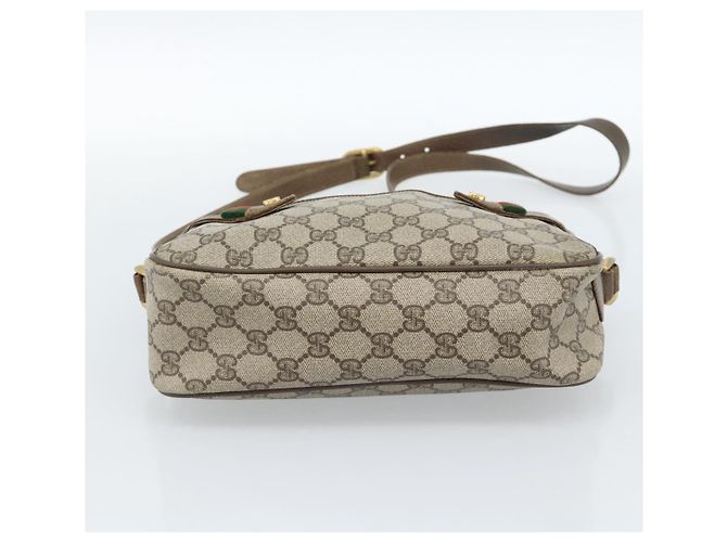 Bolsa GUCCI GG Supreme Web Sherry Line em PVC Bege Ouro 904 02 049 Auth 184454 Dourado - vista 9