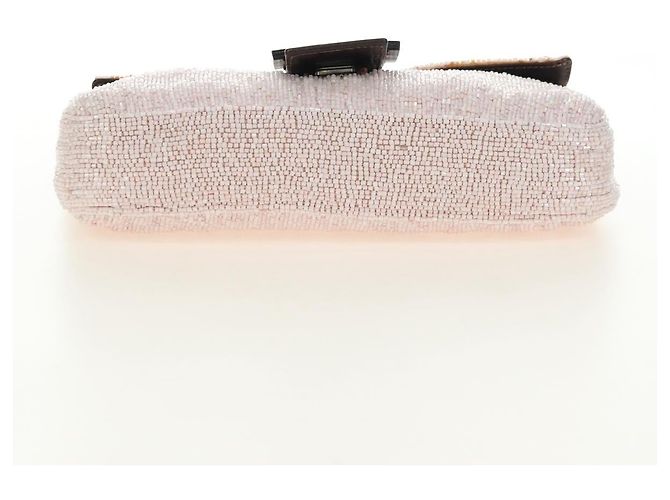 FENDI Mamma Baguette Schultertasche mit Perlen, Rosa Silber, Authentisch 182678SAM Pink - Ansicht 12