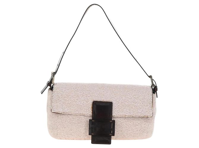 FENDI Mamma Baguette Schultertasche mit Perlen, Rosa Silber, Authentisch 182678SAM Pink - Ansicht 2