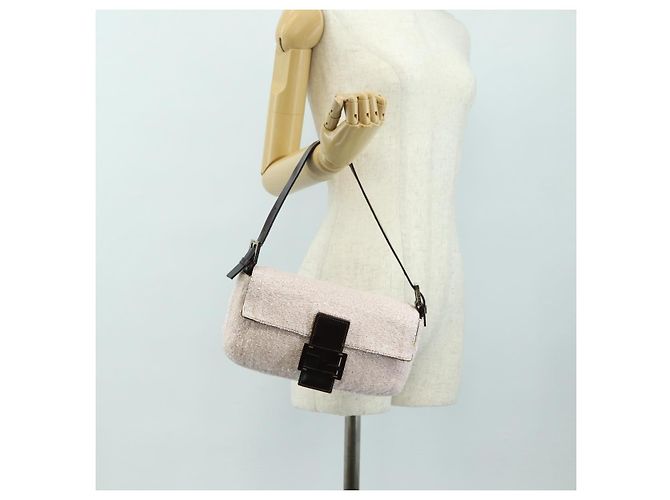 FENDI Mamma Baguette Schultertasche mit Perlen, Rosa Silber, Authentisch 182678SAM Pink - Ansicht 27