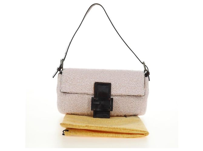 FENDI Mamma Baguette Schultertasche mit Perlen, Rosa Silber, Authentisch 182678SAM Pink - Ansicht 28