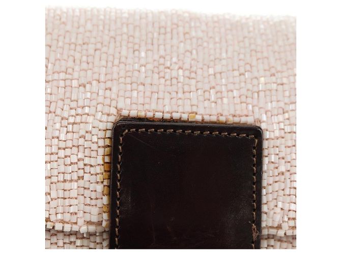 FENDI Mamma Baguette Schultertasche mit Perlen, Rosa Silber, Authentisch 182678SAM Pink - Ansicht 4