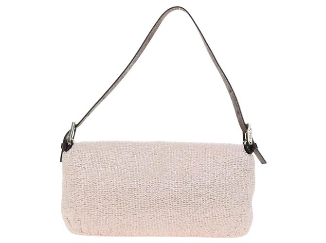 FENDI Mamma Baguette Schultertasche mit Perlen, Rosa Silber, Authentisch 182678SAM Pink - Ansicht 5