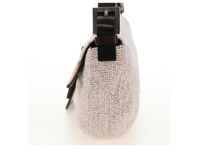 FENDI Mamma Baguette Schultertasche mit Perlen, Rosa Silber, Authentisch 182678SAM Pink - Ansicht 6