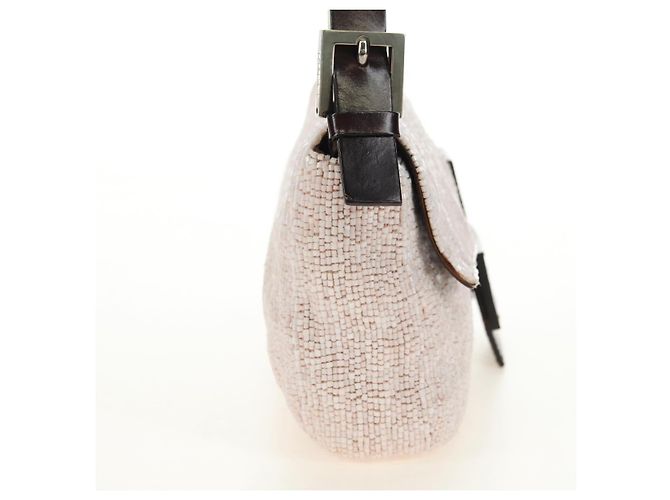 FENDI Mamma Baguette Schultertasche mit Perlen, Rosa Silber, Authentisch 182678SAM Pink - Ansicht 7