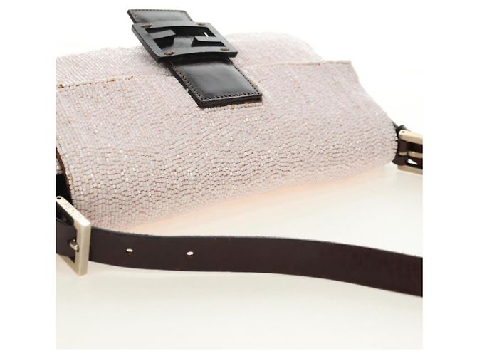 FENDI Mamma Baguette Schultertasche mit Perlen, Rosa Silber, Authentisch 182678SAM Pink - Ansicht 8
