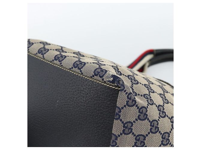 Borsa GUCCI GG Canvas Sherry Line Navy Silver 131228 Auth ka4590 Argento Blu navy - vista 10