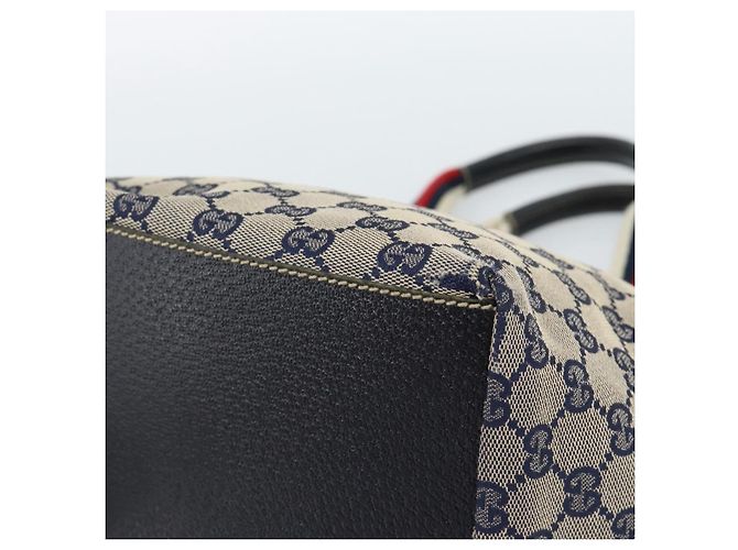 Borsa GUCCI GG Canvas Sherry Line Navy Silver 131228 Auth ka4590 Argento Blu navy - vista 12