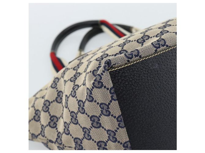 Borsa GUCCI GG Canvas Sherry Line Navy Silver 131228 Auth ka4590 Argento Blu navy - vista 13