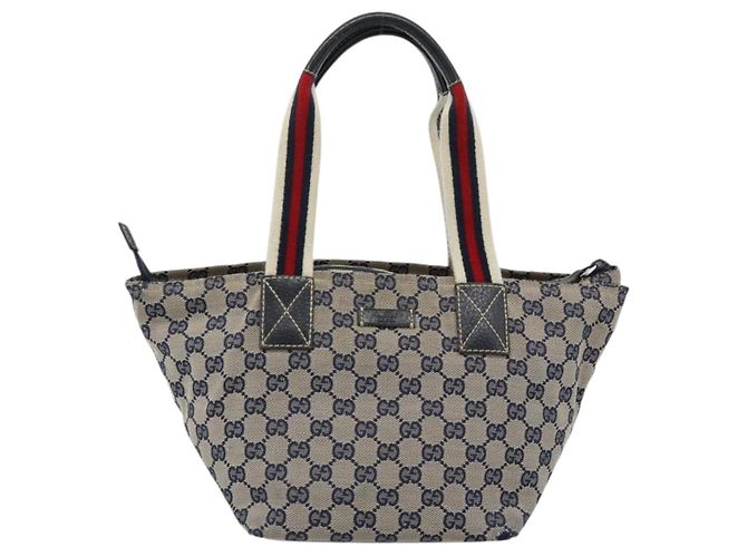 Borsa GUCCI GG Canvas Sherry Line Navy Silver 131228 Auth ka4590 Argento Blu navy - vista 2