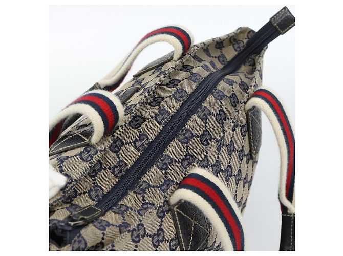 Borsa GUCCI GG Canvas Sherry Line Navy Silver 131228 Auth ka4590 Argento Blu navy - vista 6