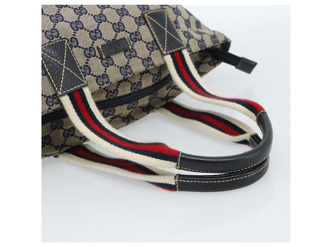 Borsa GUCCI GG Canvas Sherry Line Navy Silver 131228 Auth ka4590 Argento Blu navy - vista 7