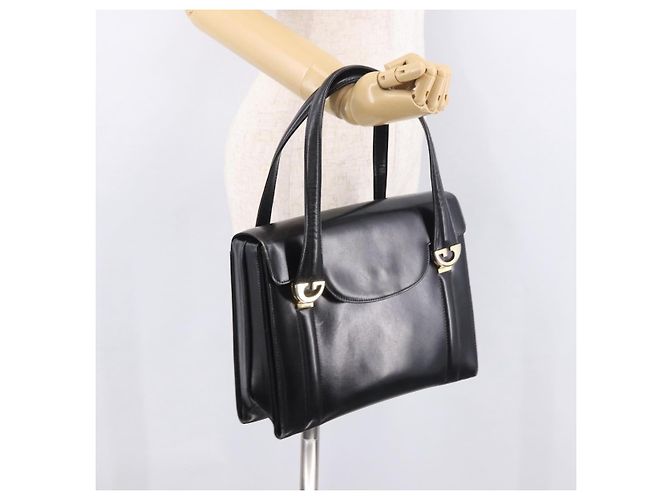 Borsa GUCCI in pelle nera e oro Auth 184460 Nero D'oro - vista 24