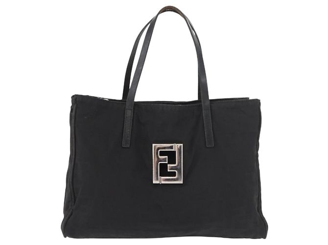 Borsa a Mano FENDI Zucca Canvas Nera Argento Auth 182080 Nero - vista 2