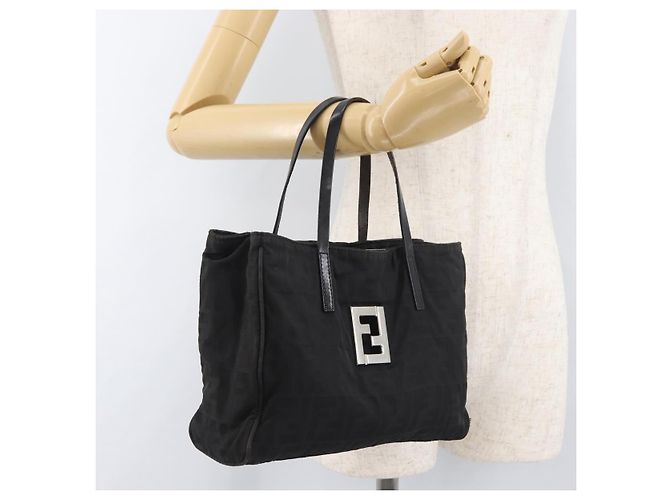 Borsa a Mano FENDI Zucca Canvas Nera Argento Auth 182080 Nero - vista 27