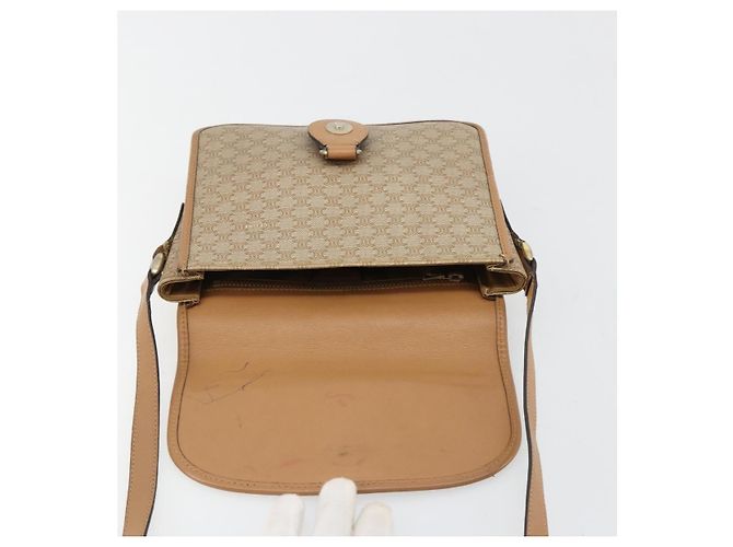 Céline Borsa a Spalla CELINE Macadam Canvas PVC Beige Oro Auth gh2072 D'oro - vista 18
