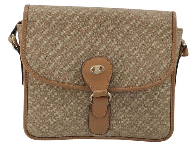 Céline Borsa a Spalla CELINE Macadam Canvas PVC Beige Oro Auth gh2072 D'oro - vista 2