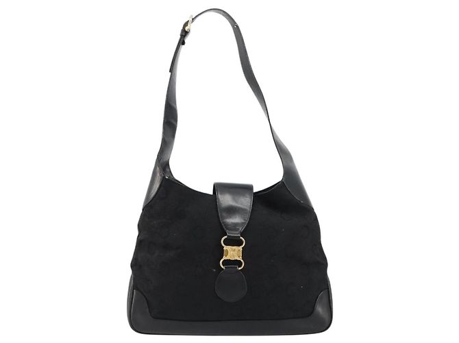 Céline Borsa a tracolla CELINE C Sulky in tela nero e oro Auth 183439 D'oro - vista 2