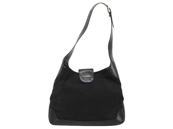 Céline Borsa a tracolla CELINE C Sulky in tela nero e oro Auth 183439 D'oro - vista 3