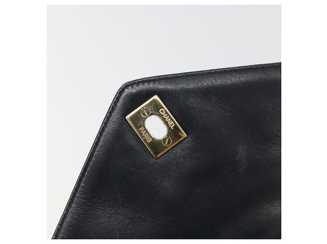 Borsa a tracolla CHANEL V Stitch in pelle di agnello blu navy e oro CC autentica bs35440 D'oro - vista 16
