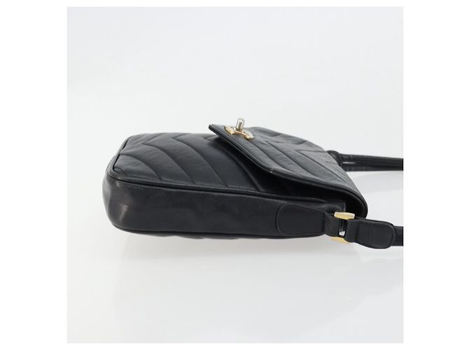 Borsa a tracolla CHANEL V Stitch in pelle di agnello blu navy e oro CC autentica bs35440 D'oro - vista 4