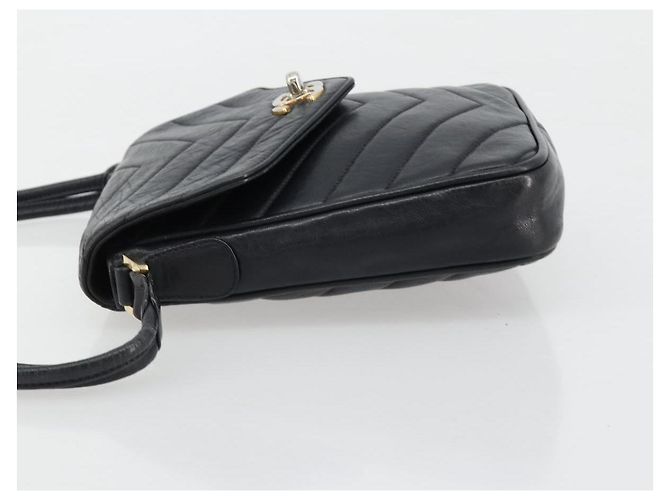 Borsa a tracolla CHANEL V Stitch in pelle di agnello blu navy e oro CC autentica bs35440 D'oro - vista 5