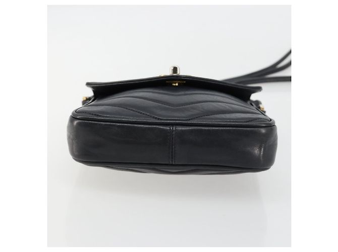 Borsa a tracolla CHANEL V Stitch in pelle di agnello blu navy e oro CC autentica bs35440 D'oro - vista 9