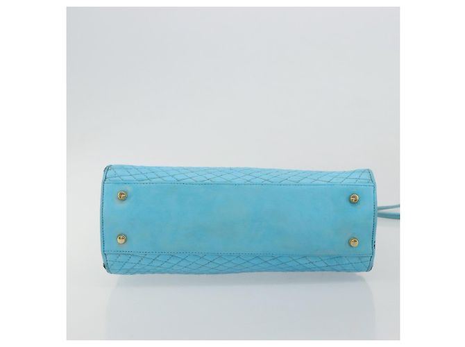 Bolsa BALLY de couro 2way Azul claro Ouro Auth bs35393 Dourado - vista 11