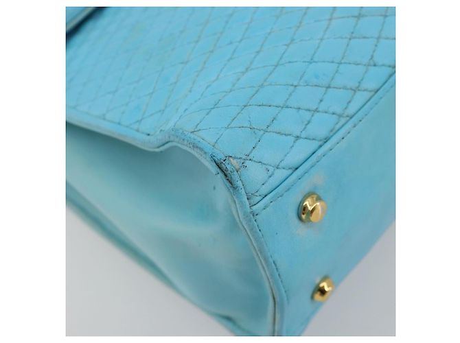 Bolsa BALLY de couro 2way Azul claro Ouro Auth bs35393 Dourado - vista 13