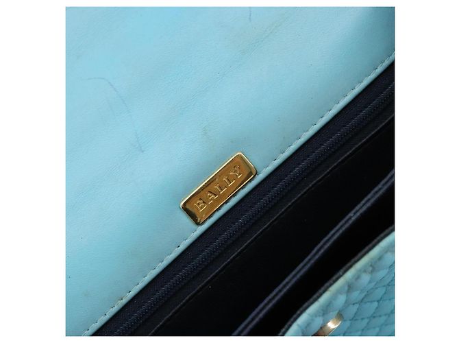 Bolsa BALLY de couro 2way Azul claro Ouro Auth bs35393 Dourado - vista 18
