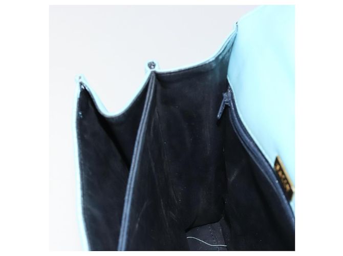 Bolsa BALLY de couro 2way Azul claro Ouro Auth bs35393 Dourado - vista 21