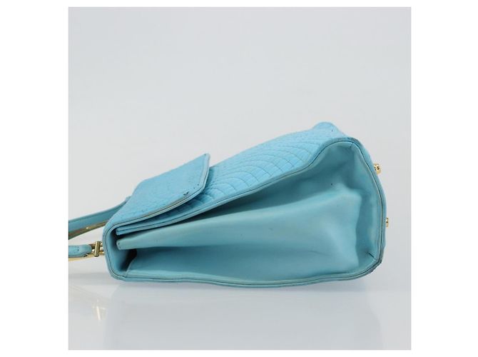 Bolsa BALLY de couro 2way Azul claro Ouro Auth bs35393 Dourado - vista 5