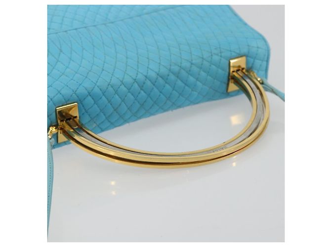 Bolsa BALLY de couro 2way Azul claro Ouro Auth bs35393 Dourado - vista 7