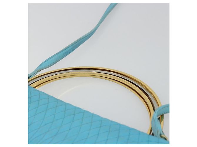 Bolsa BALLY de couro 2way Azul claro Ouro Auth bs35393 Dourado - vista 8