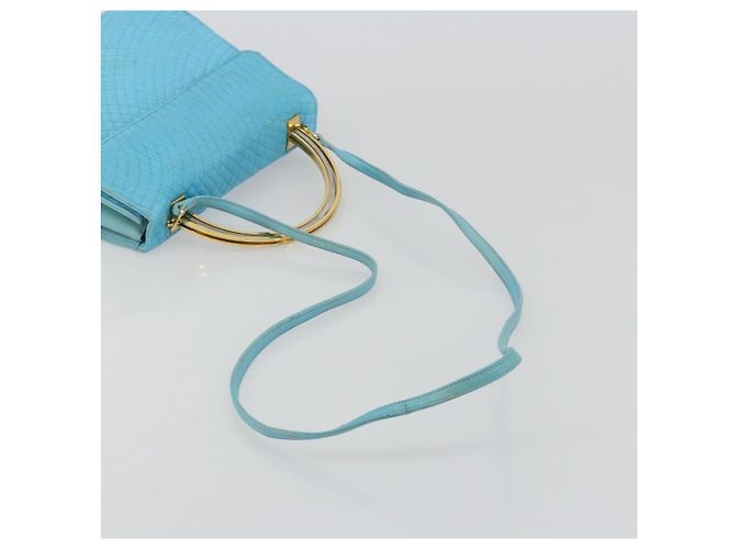 Bolsa BALLY de couro 2way Azul claro Ouro Auth bs35393 Dourado - vista 9