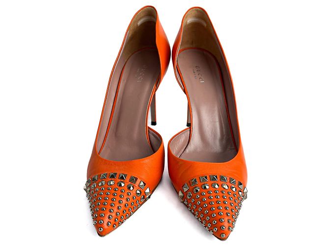 Gucci Besetzte Leder-Pumps 40 Orange - Ansicht 2