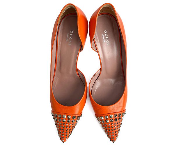 Gucci Besetzte Leder-Pumps 40 Orange - Ansicht 3