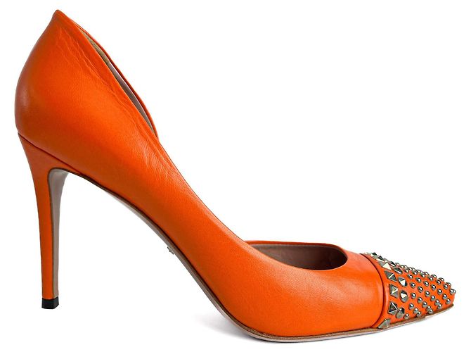 Gucci Besetzte Leder-Pumps 40 Orange - Ansicht 5