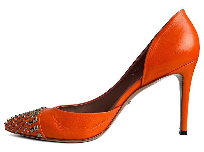 Gucci Besetzte Leder-Pumps 40 Orange - Ansicht 6