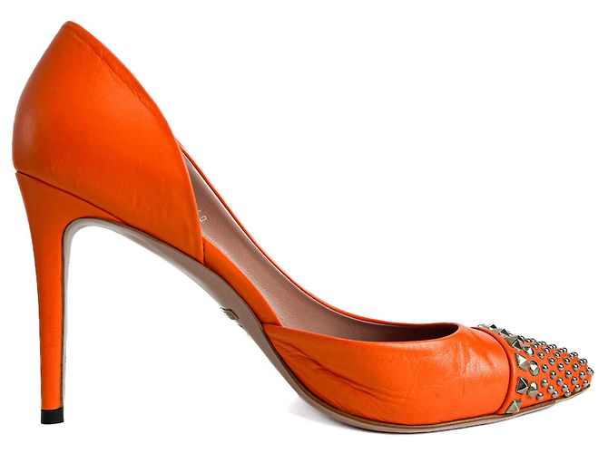 Gucci Besetzte Leder-Pumps 40 Orange - Ansicht 8
