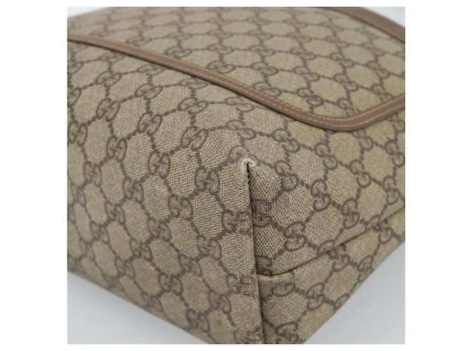 Borsa Tote GUCCI GG Supreme Web Sherry Line PVC Beige Oro 002.58.6487 Auth 183720 D'oro - vista 10