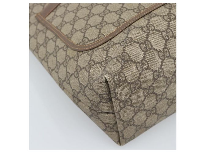 Borsa Tote GUCCI GG Supreme Web Sherry Line PVC Beige Oro 002.58.6487 Auth 183720 D'oro - vista 11