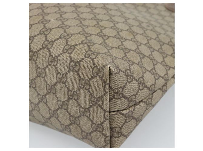 Borsa Tote GUCCI GG Supreme Web Sherry Line PVC Beige Oro 002.58.6487 Auth 183720 D'oro - vista 12