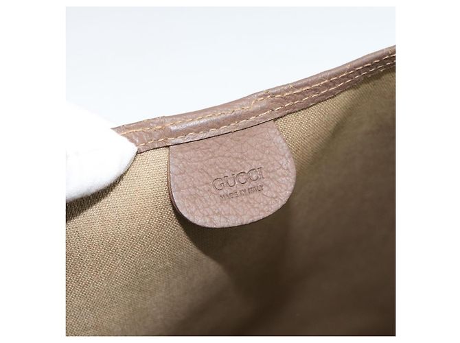 Borsa Tote GUCCI GG Supreme Web Sherry Line PVC Beige Oro 002.58.6487 Auth 183720 D'oro - vista 14