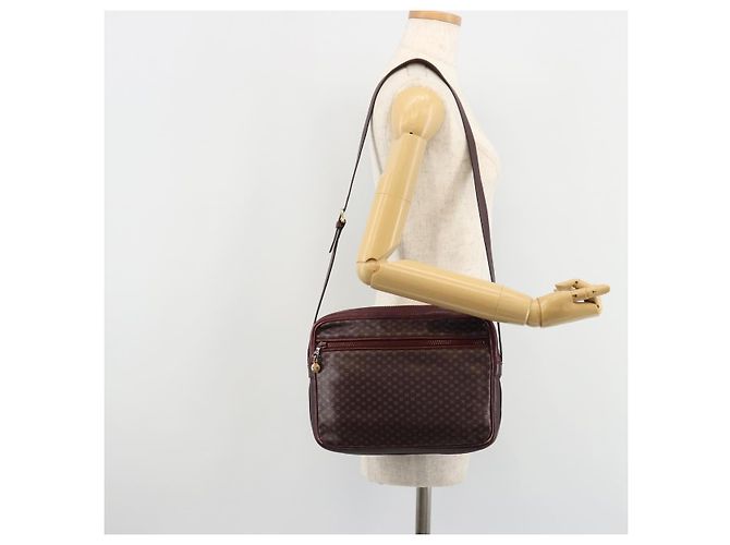 Céline Borsa a Spalla CELINE in Pelle Bordeaux Oro Auth ka4652 D'oro Bordò - vista 22