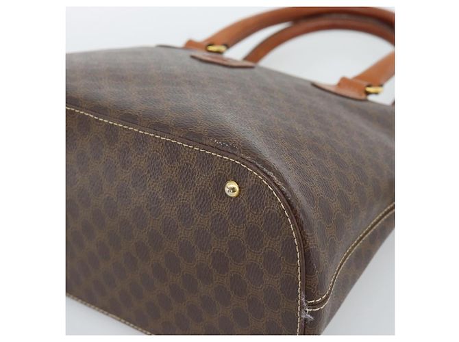 Céline Borsa CELINE Macadam Canvas PVC Pelle 2way Marrone Oro Auth 183051 D'oro - vista 10