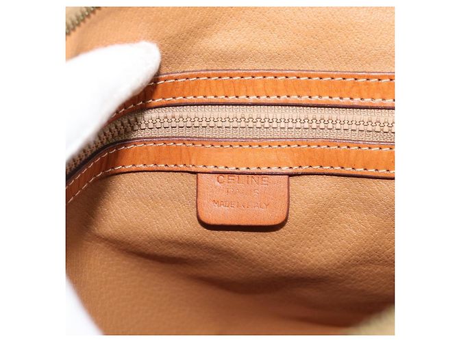 Céline Borsa CELINE Macadam Canvas PVC Pelle 2way Marrone Oro Auth 183051 D'oro - vista 15